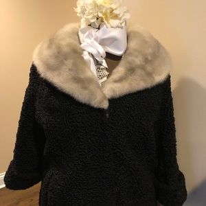 Vintage black curly lamb coat